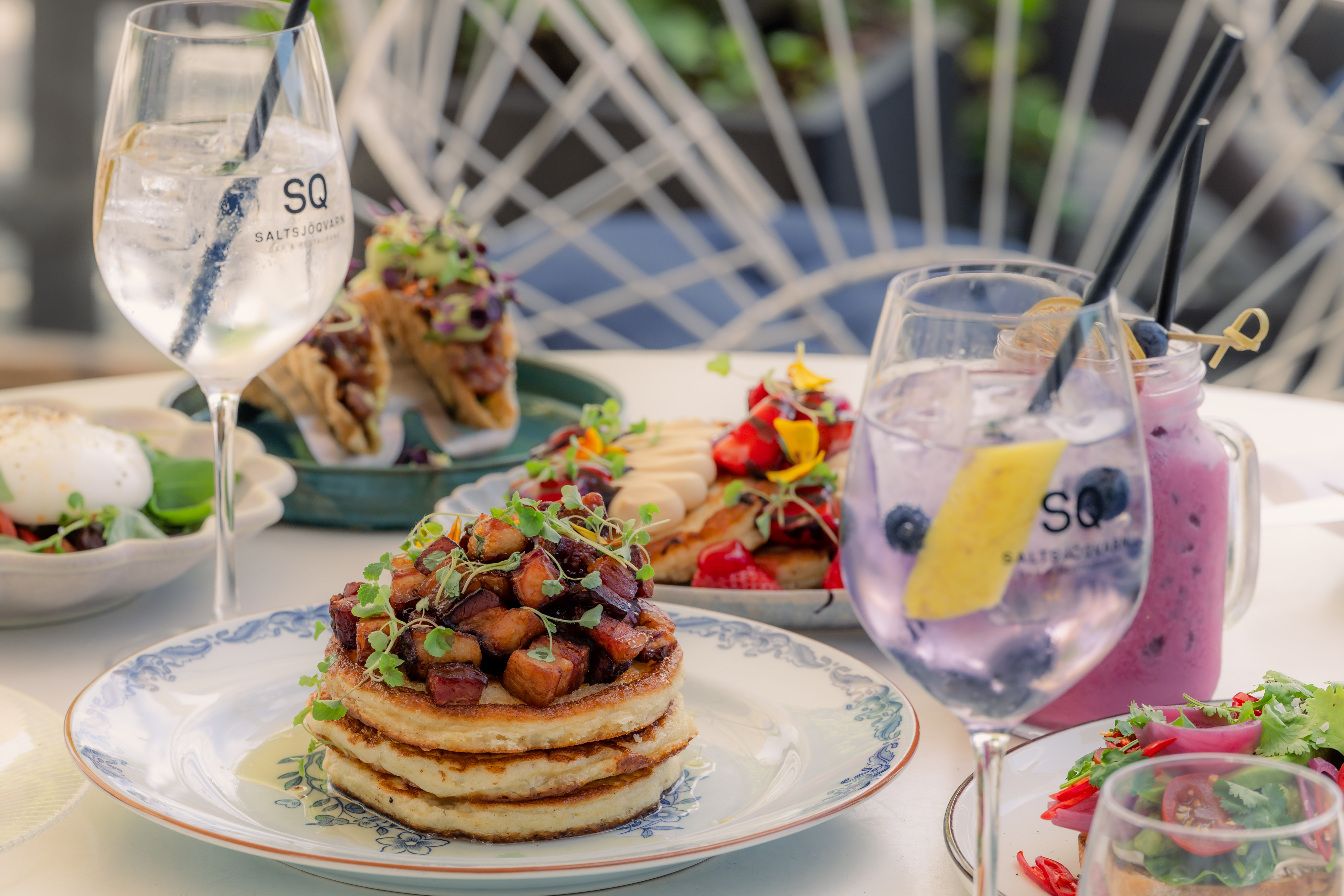 Brunch med american pancakes på SQ Bar och Restaurang